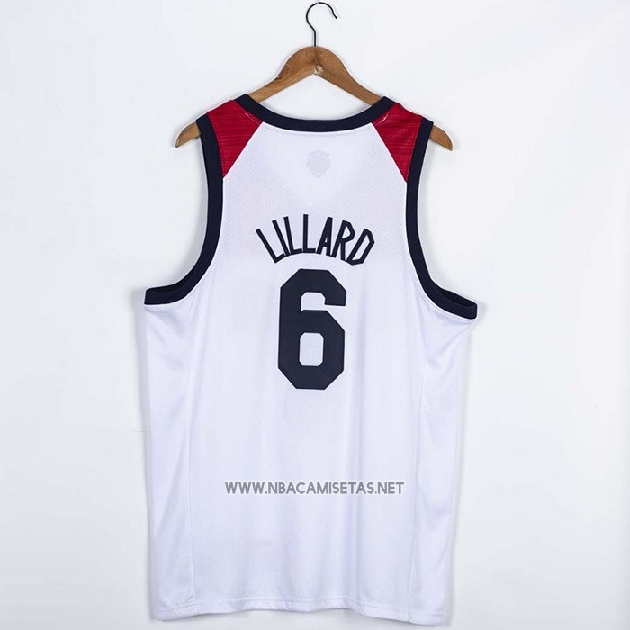 Camiseta USA 2021 Damian Lillard NO 6 Blanco